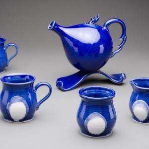 Blue Funky Teapot with Mugs Helen Daly-cr-340x340