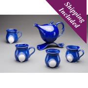 Ceramic Tea Set with "Funky" Teapot - Blue Sea Ceramic Tea Set with "Funky" Teapot - Blue Sea